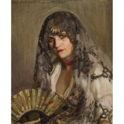 José María López Mezquita.   &quot;Personaje con mantilla (1922)&quot;. Óleo sobre lienzo. 