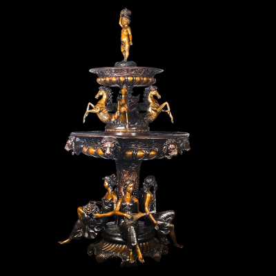 Monumental fuente en bronce patinado, Italia, siglo XX. 