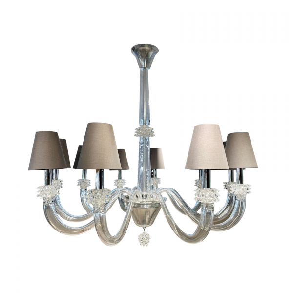 Manufactura Barovier & Toso (Venecia, Italia).  Lámpara de araña modelo «Amsterdam» de diez brazos en cristal de Murano 