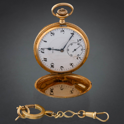 INVAR Reloj saboneta en oro amarillo de 18 kt. Medalla de oro Mil&aacute;n 1906. Reglage Breguet a courbe Th&eacute;orique Philipps. 