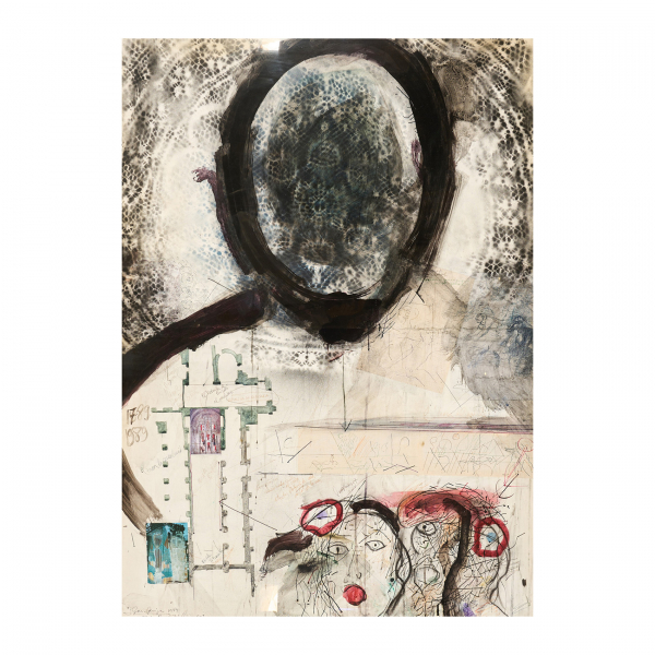 Josep Grau Garriga (Sant Cugat del Vallés, Barcelona, 1929-Angers, Francia, 2011) Révolution Française VI. Técnica mixta y collage sobre papel. Firmado, titulado y fechado en 1989.