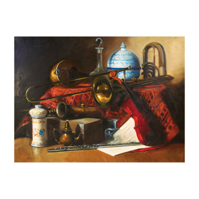Salvador Ribes Villalba (Guadassuar, Valencia, 1952) Instrumentos. Óleo sobre tela. Firmado y fechado en 1995.