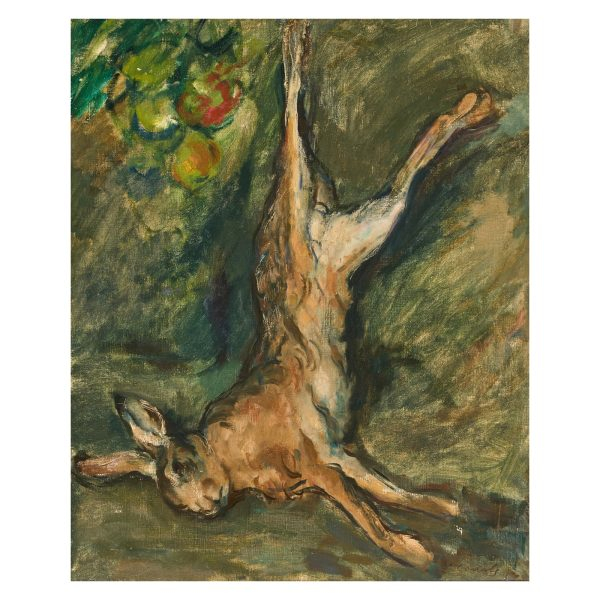 Ricard Canals Llambí (Barcelona, 1876-1931)  Naturaleza muerta con liebre.  Óleo sobre tela. Firmado. 
