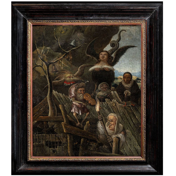 C&iacute;rculo de Hieronymus Bosch (Bolduque, c. 1450-1516) "El techo de la locura" (Alegor&iacute;a de la ca&iacute;da).   &Oacute;leo sobre lienzo. 