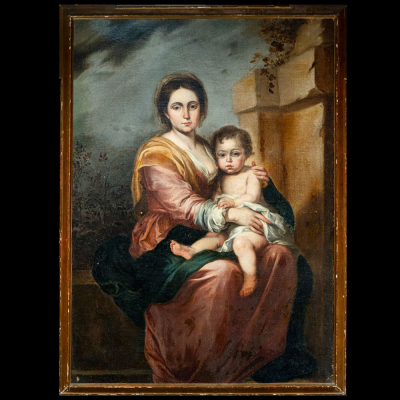 Virgen con Niño, Obrador de Bartolomé Esteban Murillo, escuela sevillana del siglo XVII