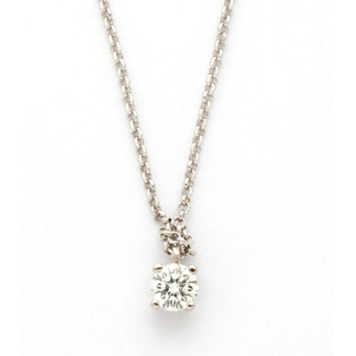 Cadena y colgante en oro blanco con diamante talla brillante