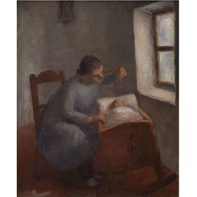 &quot;Mujer durmiendo al niño en la cuna&quot;  JUAN DE ARANOA (Bilbao, 1901-Buenos Aires, 1973)  