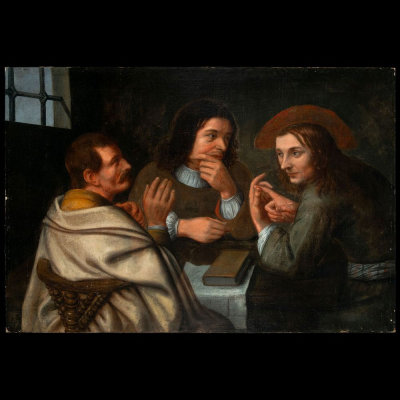 LA TENTACIÓN DE JUDAS - Escuela Renacentista Italiana Boloñesa o de Génova del siglo XVI a principios siglo XVII.