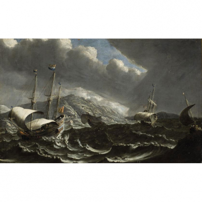 Matthieu Van Plattemberg.   &quot;Marina&quot;. Óleo sobre lienzo.