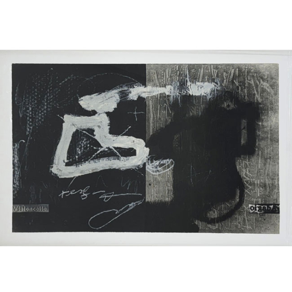 Antoni T&agrave;pies: "Variations sur un th&egrave;me musical 13" (1987).   Litograf&iacute;a en varias tintas con relieve sobre papel Arch&eacute;s. Firmada 