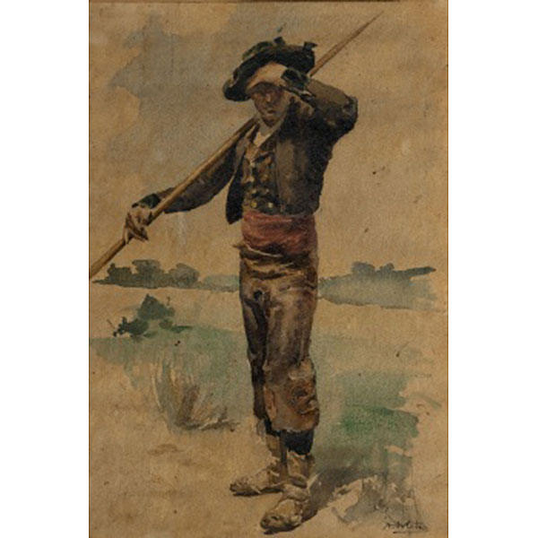 AURELIO ARTETA ERRASTI (Bilbao 1879 - México 1940) "Garrochista " Firmado: A. Arteta Acuarela / Papel