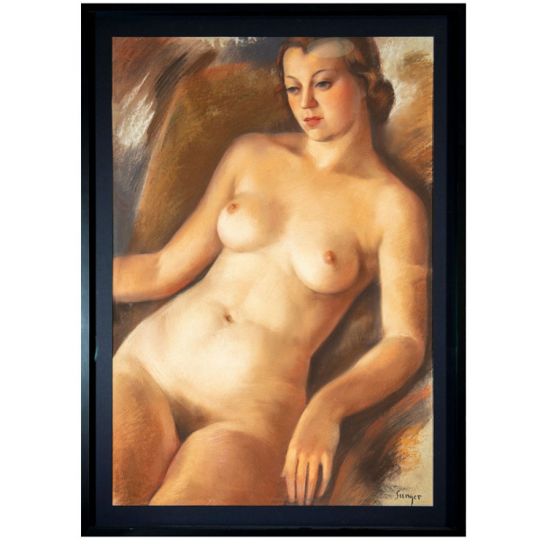 "Desnudo Femenino" Joaquím Sunyer (Sitges, 1874 - 1956).   Pastel sobre papel.