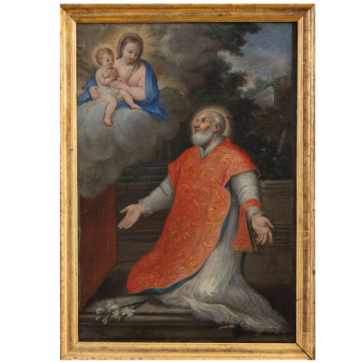 &quot;Aparición de la Virgen a San Felipe Neri&quot;  CIRCULO DE SALVADOR MAELLA (1739-1819). 