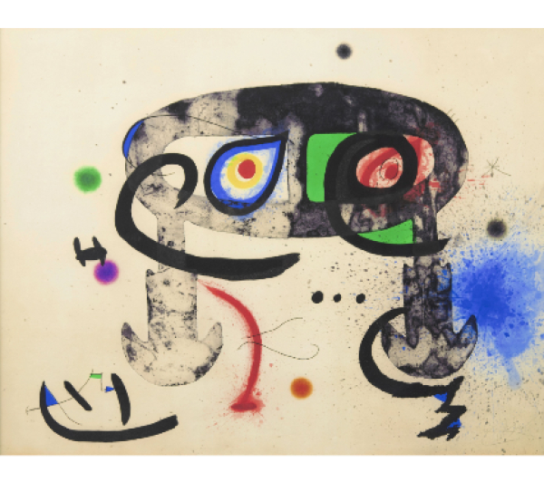 JOAN MIRÓ (Barcelona, 1893 - Palma de Mallorca, 1983)  Le Hibou blasphémateur, 1975.   Aguafuerte y aguatinta.
