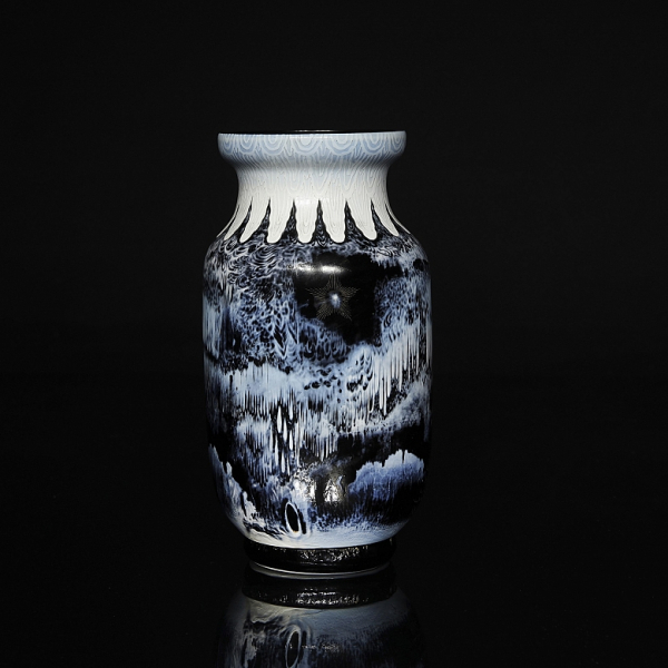 Alphonse-Georges Reyen (1844-1910) "Jarrón de vidrio esmaltado", ffs. s.XIX. 