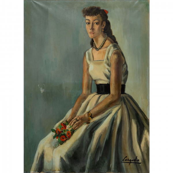 "Dama con collar de perlas" ANTONIO SANTAFÉ LARGACHA(Bilbao, 1912-1985)