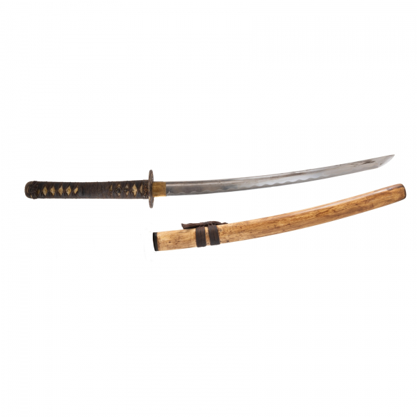 Katana o Wakizashi, ppios del s.XX. Funda en madera lacada y empuñadura con trenzado tradicional «tsuka-ito».