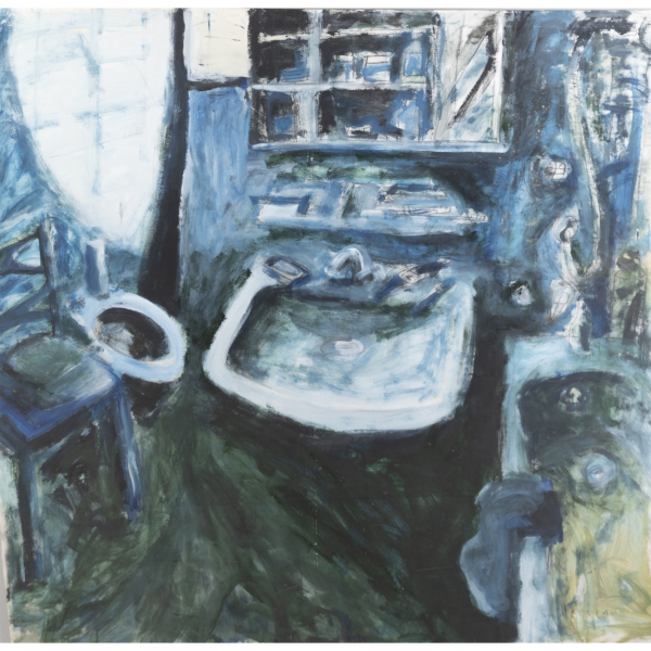 Xavier Mariscal (Almazora, Valencia, 1950)  Ba&ntilde;o azul.  T&eacute;cnica mixta sobre papel. Firmado.