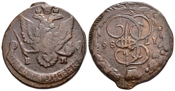 RUSIA 1786, Catalina-II 5 Kopeks MBC