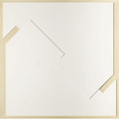 Luis Caruncho. "Vicisitudes del plano 6 (1980)". T&eacute;cnica mixta sobra tabla. Firmado, fechado y titulado al dorso.