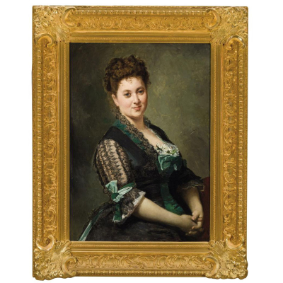 Federico de Madrazo y Kuntz. &quot;Retrato de la Baronesa Espínola (1875)&quot;. Óleo sobre lienzo. Firmado y fechado 