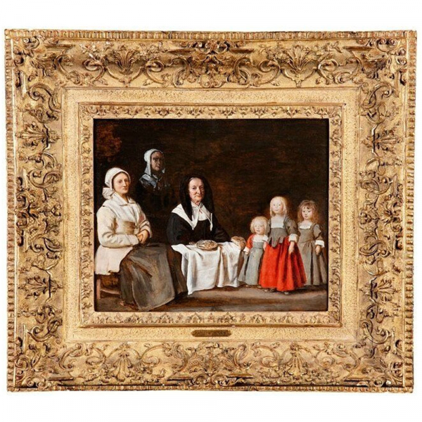 ANTOINE LE NAIN (Laon, hacia 1588 – París, 1648) "Tres mujeres con tres niños" (h.1640).    Óleo sobre tabla