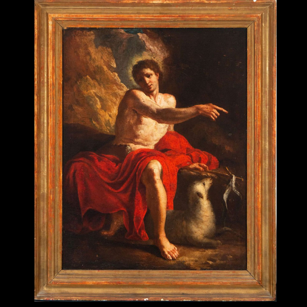 &quot;San Giovanni&quot; - Manera de Luca Giordano (Nápoles, 18 de octubre de 1634- Nápoles, 3 de enero de 1705), escuela romana o napolitana del siglo XVII.
