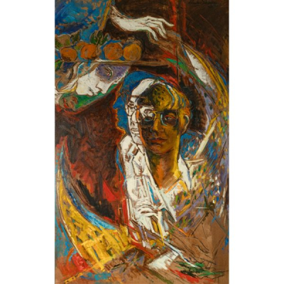 Claudio Silveira Silva (Rio Branco, Uruguay, 1939-Barcelona, 2007)  Composici&oacute;n con personajes.  &Oacute;leo sobre tela. Firmado y fechado en 1981. 