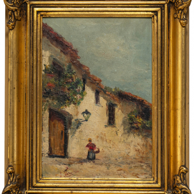 &quot;Pueblo Andaluz&quot;  JOSE TORMO, ESCUELA ESPAÑOLA DEL SIGLO XIX-XX 