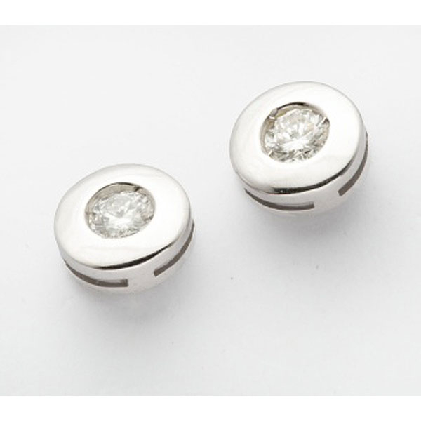 Pendientes chatón en oro blanco con diamantes talla brillante