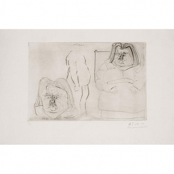 Pablo Picasso. "Balzac (1952)". Aguafuerte y punta seca sobre papel verjurado. 