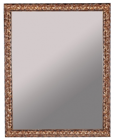Espejo de madera tallada, policromada y dorada, S.XX