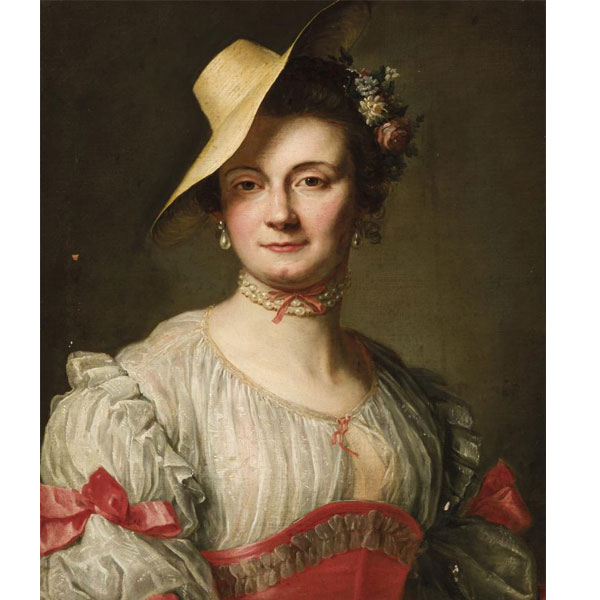 ESCUELA FRANCESA S. XVIII   &quot;Retrato de dama&quot;. Óleo sobre lienzo.