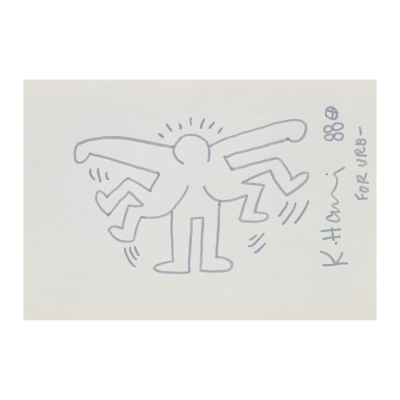 Keith Haring.  Sin título. «Dancers».  Dibujo a rotulador sobre papel con barba. Firmado 