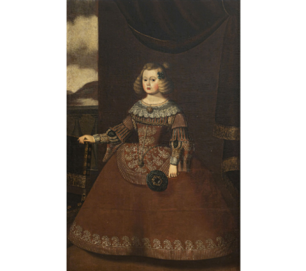 ESCUELA ESPAÑOLA, SIGLO XVII.  Retrato de niña con abanico.  1638-1641.   Óleo sobre lienzo