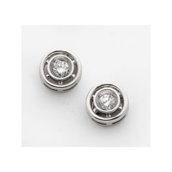 Pendientes chatón en oro blanco con diamantes talla brillante central con un peso total de 0,40 cts. aprox.