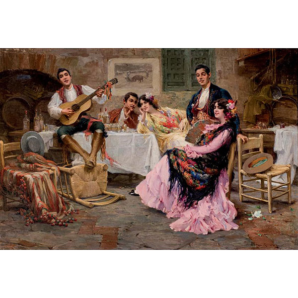 Domingo Fernández González (1862 - 1918)  &quot;Jaleo en la taberna y Recital en el salón.&quot;.