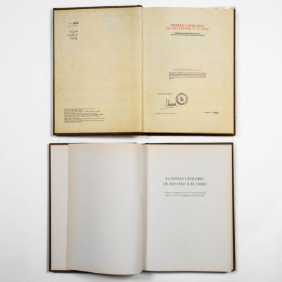 Facs&iacute;mil, primer lapidario del Rey Alfonso X el Sabio del c&oacute;dice h.i. 15 de la Biblioteca de San Lorenzo el Real de el Escorial.  A&ntilde;o 1982 