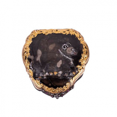 Exquisita caja de &eacute;poca Luis XV en oro, &aacute;gata y diamantes del S. XVIII, de la Colecci&oacute;n S.J. Phillips Ltd. 