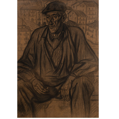 &quot;Marinero Vasco&quot; c. 1910  JUAN DE ECHEVARRIA (Bilbao, 1875-Madrid, 1931) Carboncillo /cartón