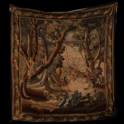 Gran Tapiz &quot;Verdure&quot; del siglo XVIII, Aubusson, Francia.   En lana, medidas: 260 x 255 cm