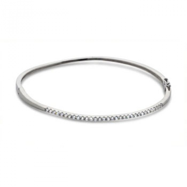 Pulsera rigida en oro blanco y diamantes talla brillante con un peso total 0,40 cts. aprox.