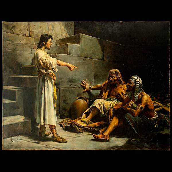 Moisés Predicando a los Esclavos de Egipto, ANTONI FABRÉS (1854-1938) Escuela Orientalista del siglo XIX.