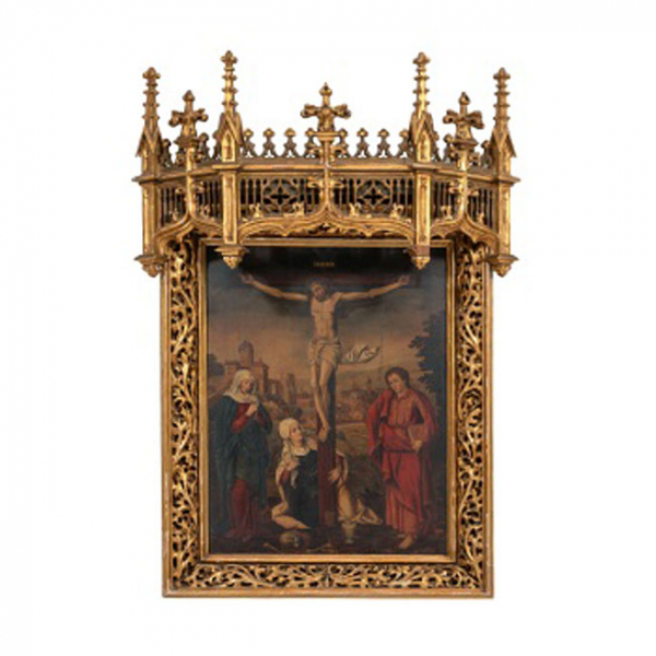 ESCUELA CASTELLANA   (S. XVII)  "Crucifixi&oacute;n "  &Oacute;leo / Tabla