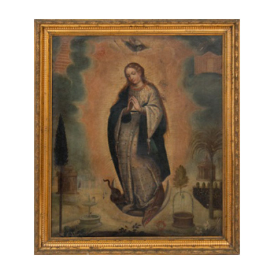 ESCUELA ESPAÑOLA  (S. XVII) &quot;Virgen&quot; Óleo / Lienzo 