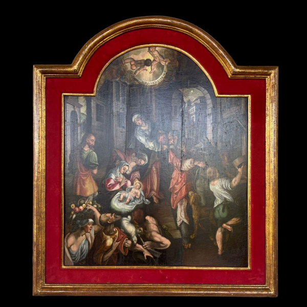 Gran "Natividad" del  sobre tabla del Renacimiento Italo-Flamenco, siglo XVI. 
