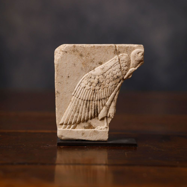 Excepcional Fragmento de Buitre Egipcio en piedra, Antiguo Egipcio. PERIODO PTOLEMAICO (332 - 30 a.C.). 