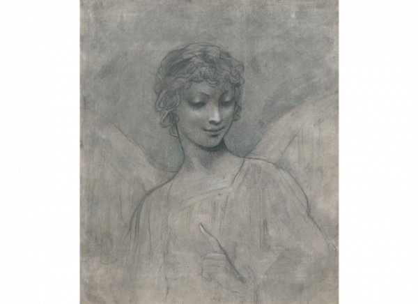 ESCUELA FRANCESA, FF. SIGLO XVIII- PP. SIGLO XIX (PRUD’HON?) Estudio de un Ángel, figura femenina alada.
