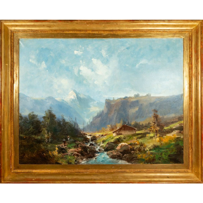 CARLOS DE HAES (Bruselas, 1826-Madrid, 1898) "Paisaje de Monta&ntilde;a". 