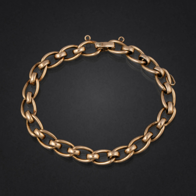 Pulsera hueca de eslabones en oro amarillo de 18 kt.